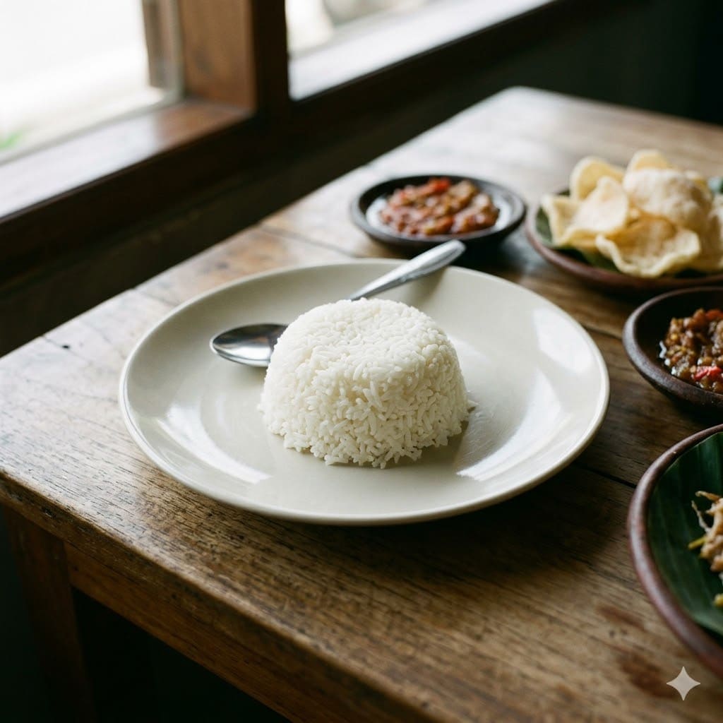 Nasi Putih 1 / 2 Porsi – Warmindo Abang Adek